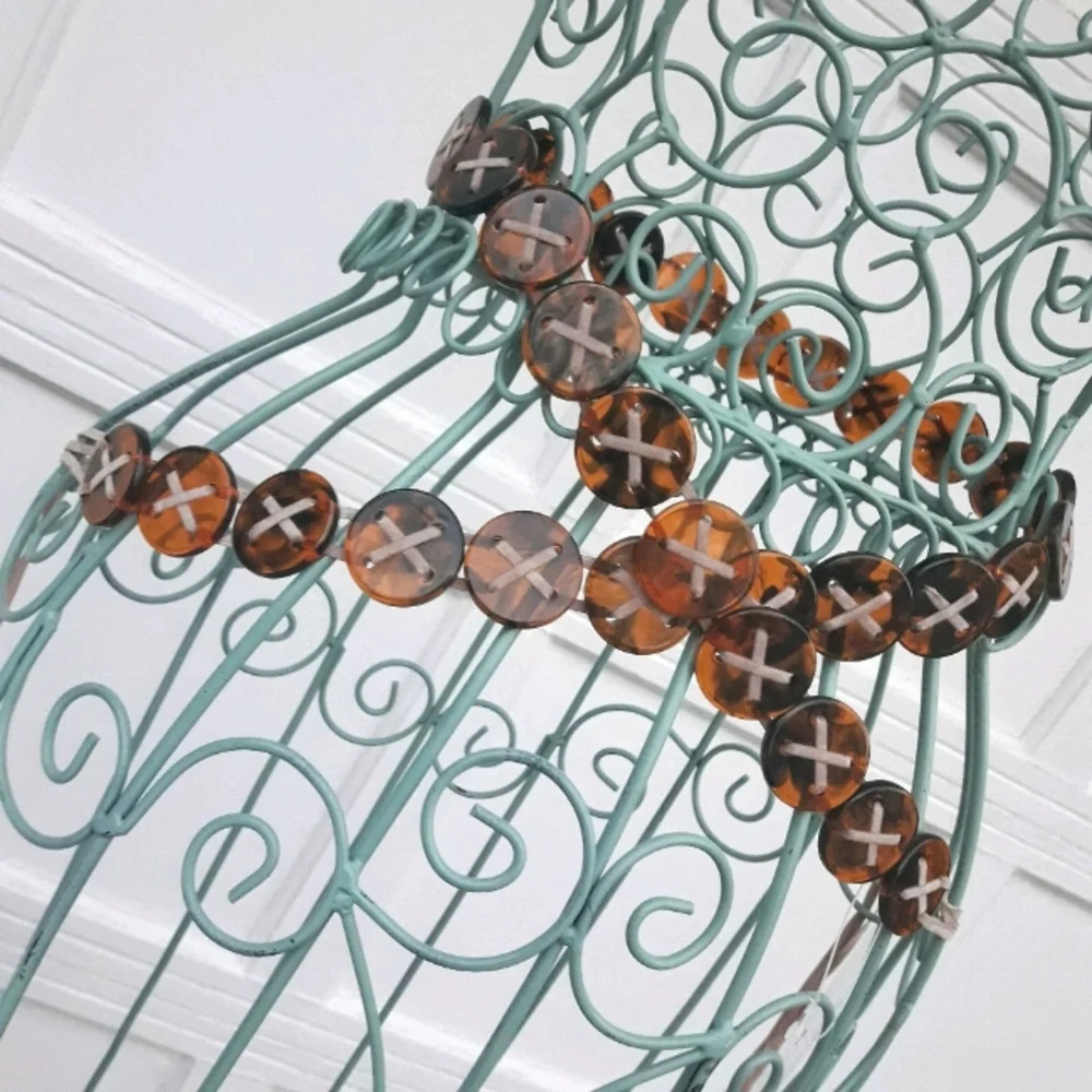 Chain Belt Tortoise Shell Buttons Retro Vintage - Picture 6 of 14